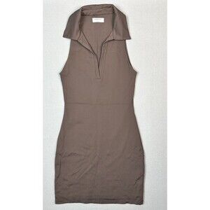 Aritzia Babaton Women Dress Sz S Brown Contour Sleeveless Polo Bodycon